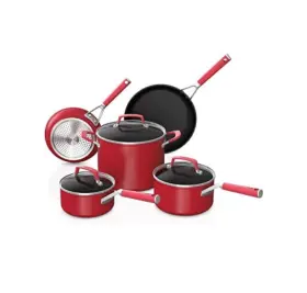 Ninja 622356571630 Foodi Neverstick Vivid 8 Piece Cookware Set - Crimson