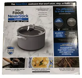 C30480 Ninja Foodi Neverstick Premium 8 Quart Stock Pot With Glass Lid New In Box