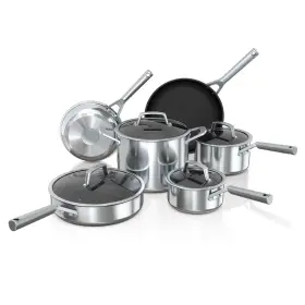 C69500 Ninja Foodi Neverstick Stainless 10-piece Cookware Set With Glass Lids -new