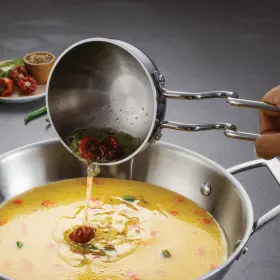 No 016017171930 4-inch Tri-ply Clad Stainless Steel Tadka Spice Heating Pan For Indian Cooking