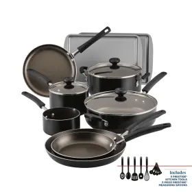 22455-t No Nonstick Aluminum Pot And Pan Set Black