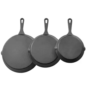 Cas001-3 Nobrand Cast Iron Pan Set 3-pc 6 8 10in Oven And Stove Safe Black