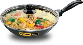 Ndl20g Nobrand Nonstick Stir-fry Pan 2l 26cm 3.25mm With Glass Lid Black