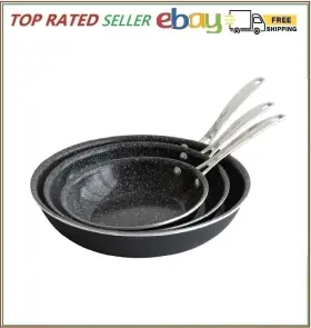 12221 Nordic Ware Basalt Ceramic Non-stick 3-piece Skillet Set 8 Inch 10 And 12 New