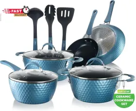 Nutrichef 711181534016 11 Pc Pots And Pans Set - Non Stick Cookware With Ceramic Coating