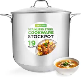 Nutrichef 842893126654 19-quart Stainless Steel Stock Pot - 18/8 Food Grade Heavy Duty