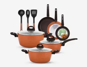 Nccw12brw Nutrichef Nutri Chef 12-piece Nonstick Kitchen Cookware Pots And Pans Set Stylish