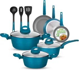 Nccw12gr.5 Nutrichef New Professional 12-piece Nonstick Cookware Multi-sized Pots And Pans