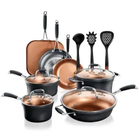 Nccwaln14.5 Nutrichef Kitchenware Pots And Pans Luxury Kitchen Cookware Set 3 Layers Copper