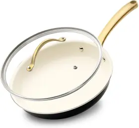 Nchgldx8 Nutrichef 8-inch Ceramic Non-stick Small Frying Pan With White Lid