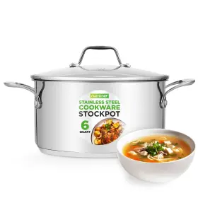 Ncsp6 Nutrichef Stockpot Steel 6 Quarts Heavy Duty Induction Compatible Stainless