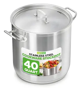 Nutrichef Ncspt40q.5 Stainless Steel Stock Pot With Lid 40 Quart Nonreactive 8/8 Interior
