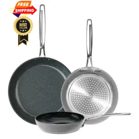 Nuwave 652185313057 3-piece 8 Inch 10 12 Forged Lightweight 3pc Fry Pan Set Cool Gray