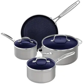 Nuwave 652185314054 7pc Cookware Set Healthy Duralon Blue Ceramic Nonstick Coated Diamond