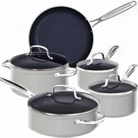 Nuwave 652185314153 9pc Cookware Set Healthy Duralon Blue Ceramic Lids And Stay-cool Handle