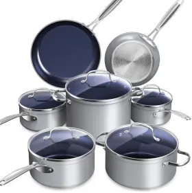 Nuwave 652185900455 Healthy Duralon Blue Ceramic Nonstick Cookware Set