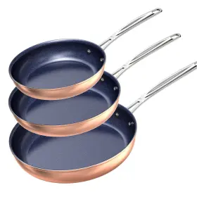 Nuwave 652185900585 3-piece Fry Pan Set 8 Inch 10 12 Forged Lightweight G10 Healthy Duralon