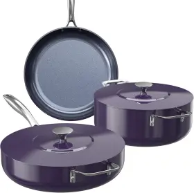 Nuwave 652185902688 Ceramic Cookware Set Essentials 5-pc Duralon Blue Non-stick Clean Cooking