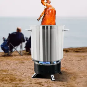 Ocasami 756804819668 55 Quart Stainless Steel Seafood Boil Pot With Basket Heavy Duty Cooking Lid