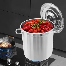 Ocasami 756804830793 37 Quart Stainless Steel Seafood Boil Pot With Basket Heavy Duty Cooking Lid