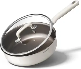 Official 445018233225 Ceramic Deep Frying Pan Nonstick - 11 Inch 5.5 Qt Saut With Lid Titanium Rein