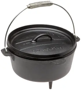 10114 Old Mountain Pre Seasoned 4 Quart Camp Oven With Flanged Lid Feet And Spiral Bail Handle