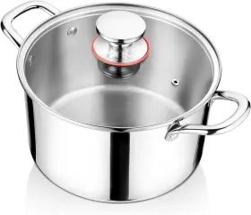Onader 744110745184 6 Quart Stockpot 18/10 Stainless Steel Cooking Stock Pot With Lid Tri-ply Induct