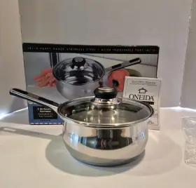 U2504413a Oneida Immaculate 18/10 Stainless Steel 2 Quart Covered Saucepan And Lidu..new