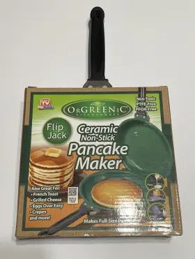Orgreenic 097298023101 New Ceramic Non-stick Pancake Maker Frying Pan Flip Jack As Seen On Tv