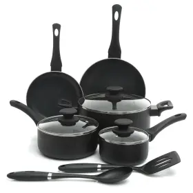 Oster 085081962560 Ashford 10 Piece Aluminum Nonstick Cookware Set In Black