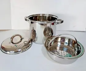 Oster 130010.03 5 Quart Stainless Steel Pasta Pot W Strainer Lid And Steamer Basket 3pc New
