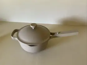 Our Place 674012467429 Mini Perfect Pot - 8.5 Inch W Beechwood Spoon Steam- Gris Chaud Pale