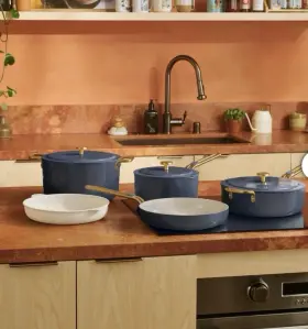 Our Place 810142486293 8 Piece Essential Ceramic Nonstick Cookware Set Blue Read Description