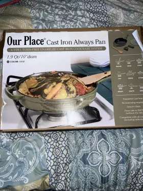 89886823 Our Place 1.9 Quart 10 Inch Cast Iron Always Pan - Sage Tempered Glass Lid Oven-safe