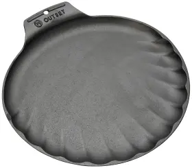 Outset 876824763786 76378 Scallop Cast Iron Grill And Serving Pan Black