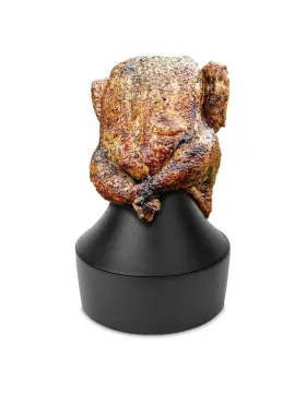 Outset 876824766336 76633 Cast Iron Beer Can Chicken Stand Garlic Roaster And Flavor Infuser Black