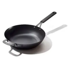 87245994 Oxo 12 Inch Steel Open Wok With Silicone Sleeve Black