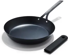 Cc005101-001 Oxo Obsidian Pre-seasoned Carbon Steel 12 Inch Frying Pan Skillet With Removable Si