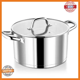 B0fbr4jxkq P&p Chef 8 Quarts Cooking Stock Pot With Lid Stainless Steel Stockpot Induction
