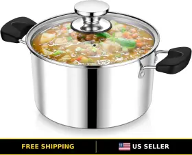 Sssp-50 P&p Chef 5 Quart Stainless Steel 3-ply Stock Pot With Lid Large Durable Cooking