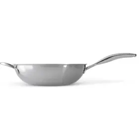 100111 Pampered Chef Stainless Steel Nonstick Stir Fry Wok Skillet #100111