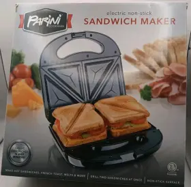 Parini 810088180088 Electric Non-stick Sandwich Maker - New