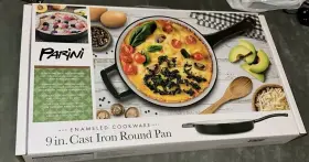 Parini 810088181405 Green Cast Iron 9 Inch Round Pan Enameled Cookware Non-stick Durable New Box
