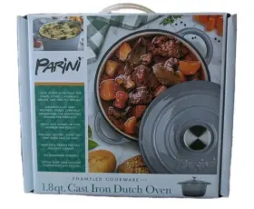Parini 810088181917 1.8 Quart Enameled Cast Iron Dutch Oven Pot Slate Gray Nib New In Box Qt