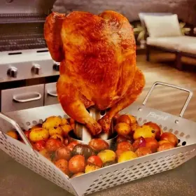 Parini 857946003165 Grill Masters Collection Chicken Roaster And Vegetable Basket
