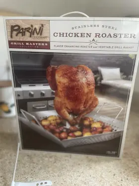 Inv10006 Parini Cookware Stainless Steel Chicken Roaster Grill Basket Set 11.75 Inch Square