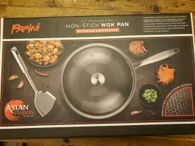 Inv00833 Parini 12.5 Inch Stainless Steel Non-stick Wok Pan With Glass Lid And Spatula Brand New