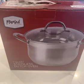 Inv10003 Parini 7 Quart Stainless Steel Dutch Oven With Vented Tempered Glass Lid Nib