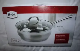 Inv10004 Parini 9.5-inch Stainless Steel Saut Pan With A Tempered Glass Lid New