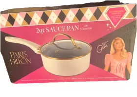 Inv00927 Paris Hilton 2 Quart Sauce Pan With Glass Lid Nonstic Ceramic